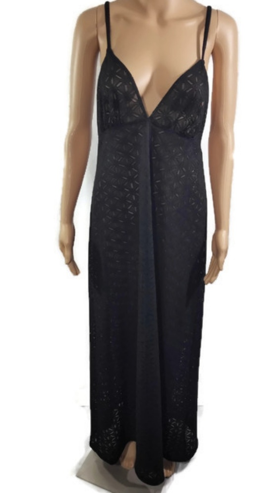 Jaclyn Smith Black Maxi Swim Cover Dress Sz L